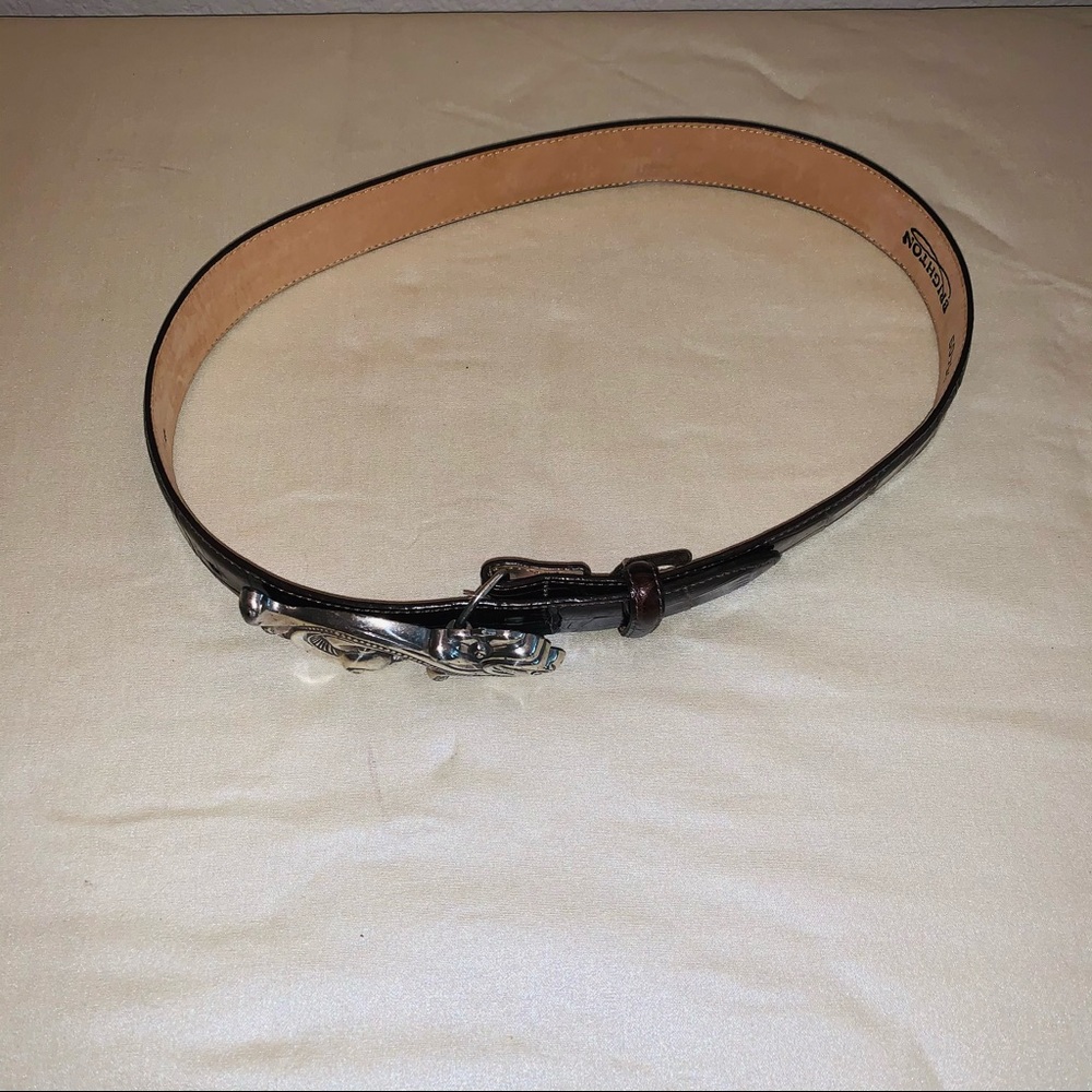 Brighton Brown Leather Belt 31” Accent Buckle Sz.S